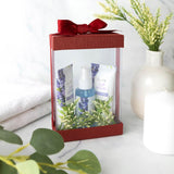 Plastic Gift Boxes With Base Lid & Ribbon Maroon 7.5X5X2.5" 6 Pack Bakery Boxes from Hammont