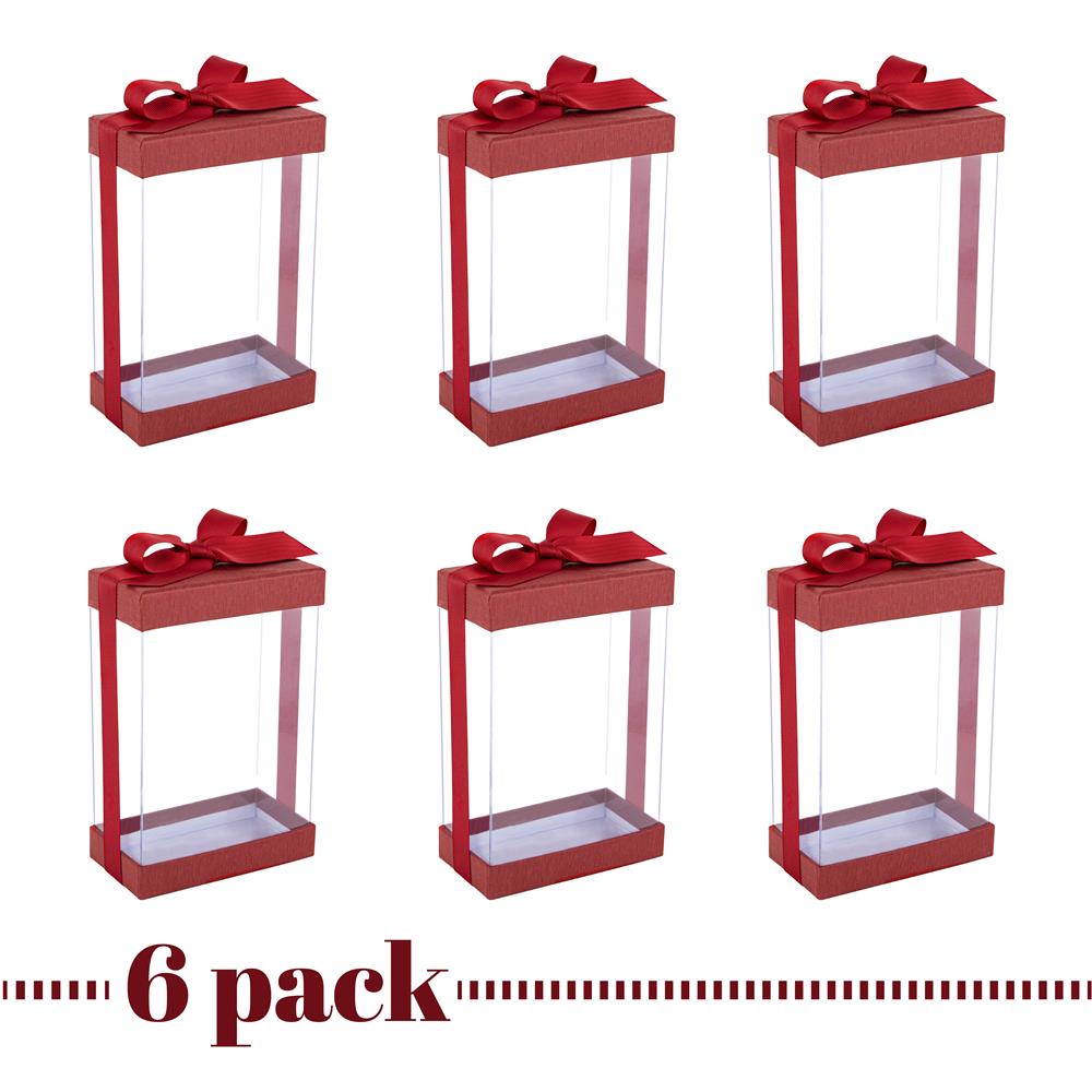 Plastic Gift Boxes With Base Lid & Ribbon Maroon 7.5X5X2.5" 6 Pack Bakery Boxes from Hammont