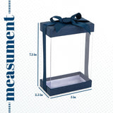 Plastic Gift Boxes 6 Pack With Base Lid & Ribbon Navy Blue 7.5X5X2.5" Bakery Boxes from Hammont