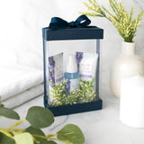 Plastic Gift Boxes 6 Pack With Base Lid & Ribbon Navy Blue 7.5X5X2.5" Bakery Boxes from Hammont