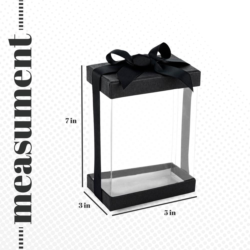 Clear Black 7X5X3" Gift Boxes 6 Pack Bakery Boxes With Base Lid & Ribbon from Hammont