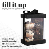 Clear Black 7X5X3" Gift Boxes 6 Pack Bakery Boxes With Base Lid & Ribbon from Hammont