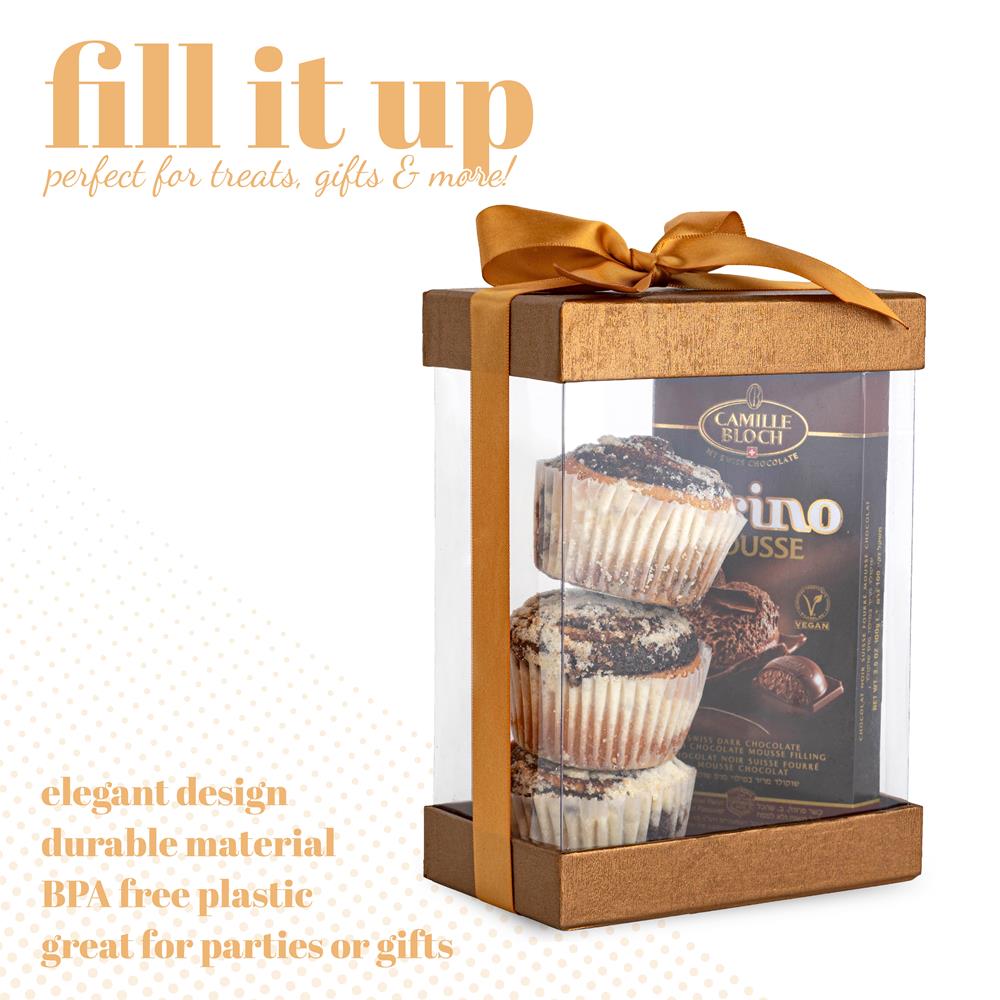 Clear 7X5X3" Gift Boxes 6 Pack Bakery Boxes With Base Lid & Ribbon from Hammont