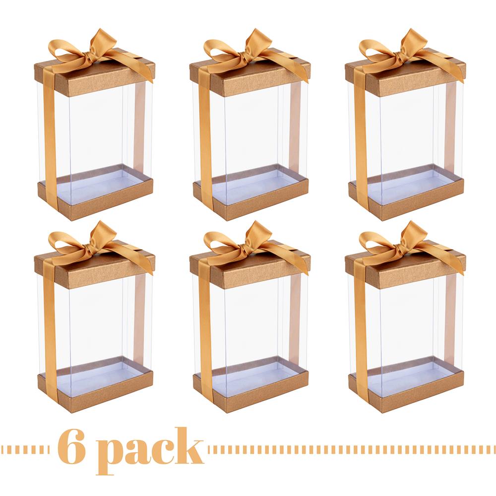 Clear 7X5X3" Gift Boxes 6 Pack Bakery Boxes With Base Lid & Ribbon from Hammont