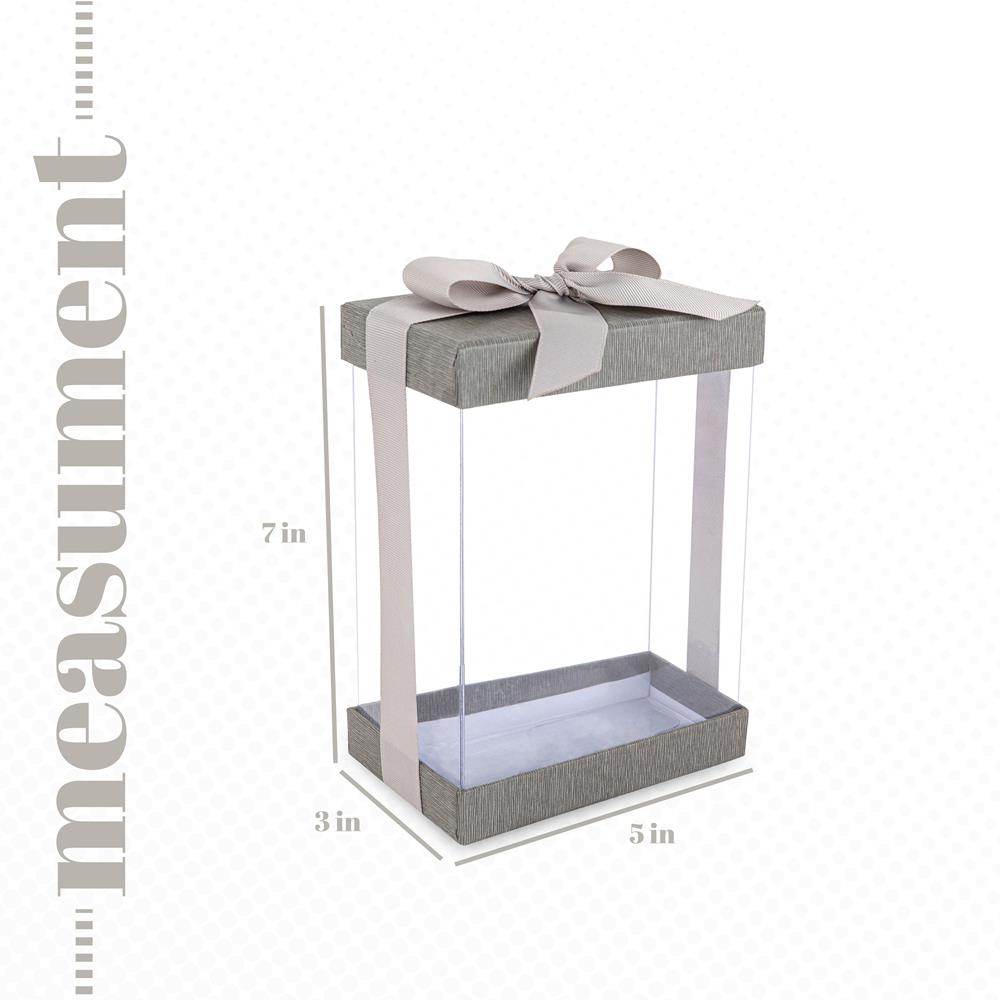Clear Gift Boxes 6 Pack Bakery Boxes Gray 7X5X3" With Base Lid & Ribbon from Hammont