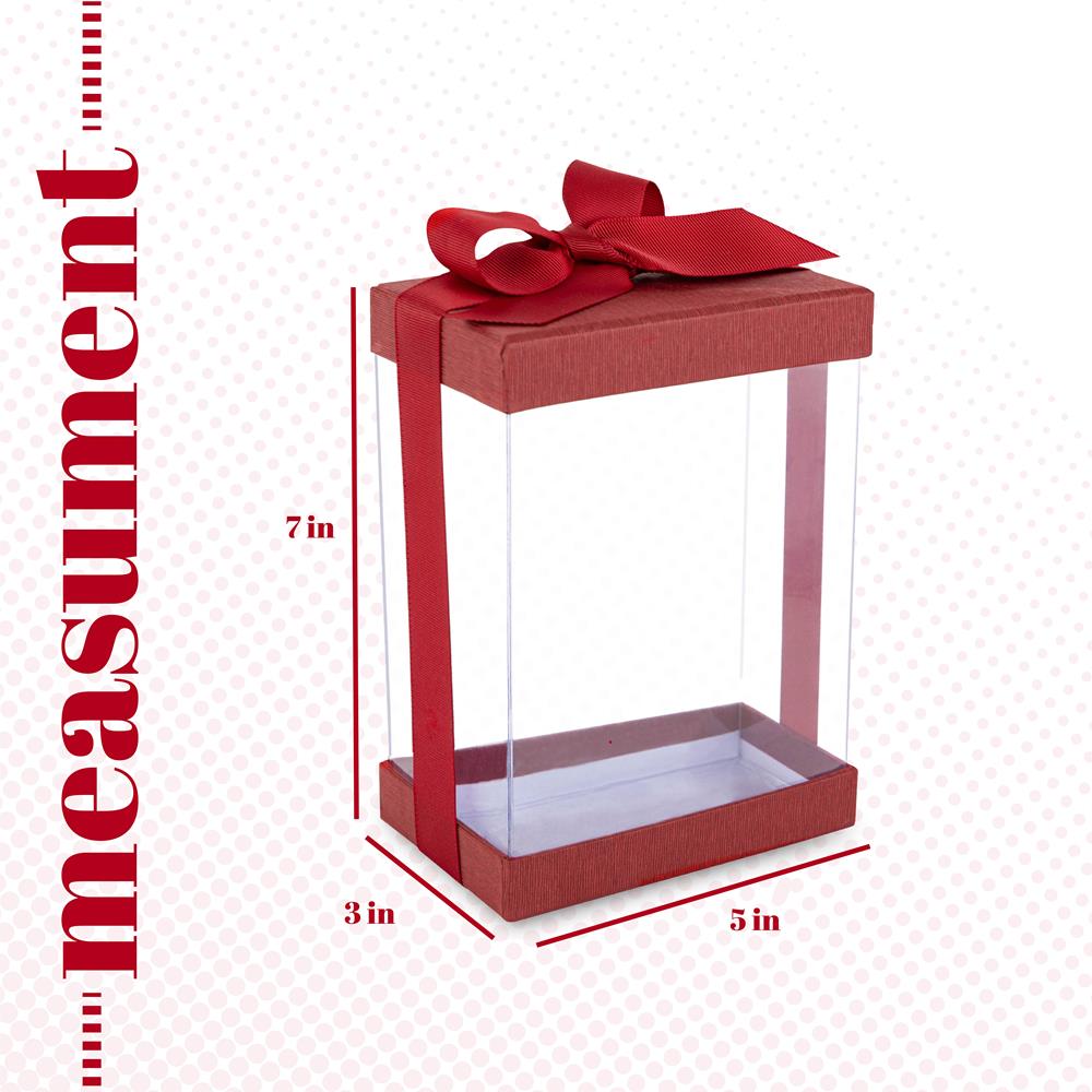 Clear Maroon 7X5X3" Gift Boxes 6 Pack Bakery Boxes With Base Lid & Ribbon from Hammont