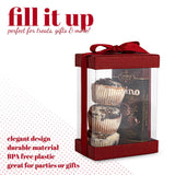 Clear Maroon 7X5X3" Gift Boxes 6 Pack Bakery Boxes With Base Lid & Ribbon from Hammont