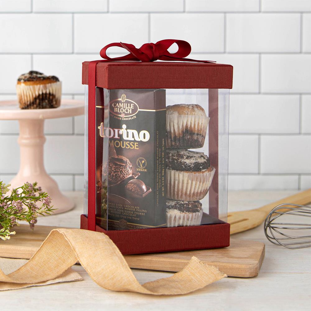Clear Maroon 7X5X3" Gift Boxes 6 Pack Bakery Boxes With Base Lid & Ribbon from Hammont
