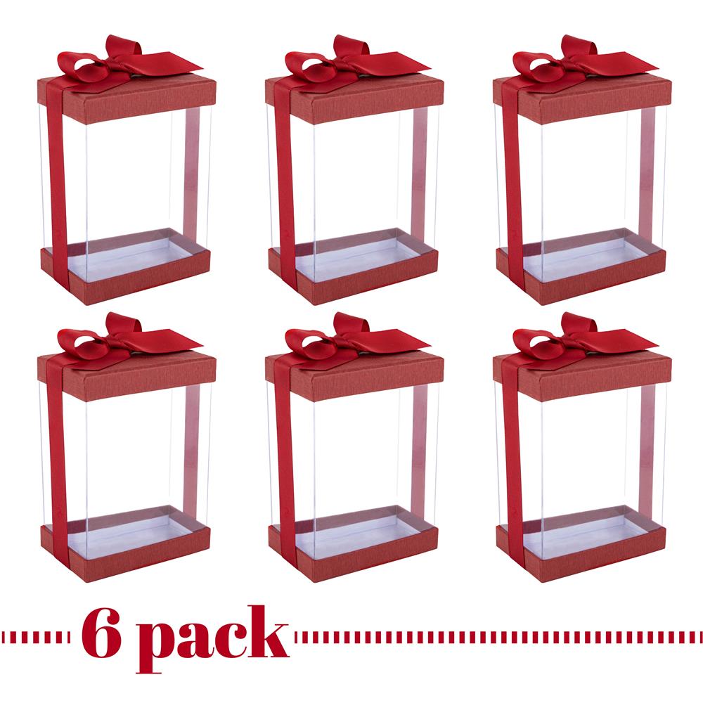 Clear 7X5X3" Gift Boxes 6 Pack Bakery Boxes With Base Lid & Ribbon from Hammont