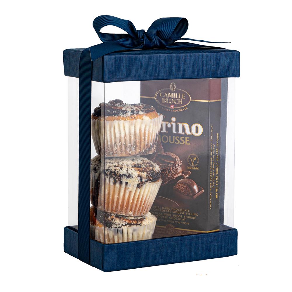 Clear Navy Blue 7X5X3 Gift Boxes 6 Pack Bakery Boxes With Base Lid & Ribbon from Hammont