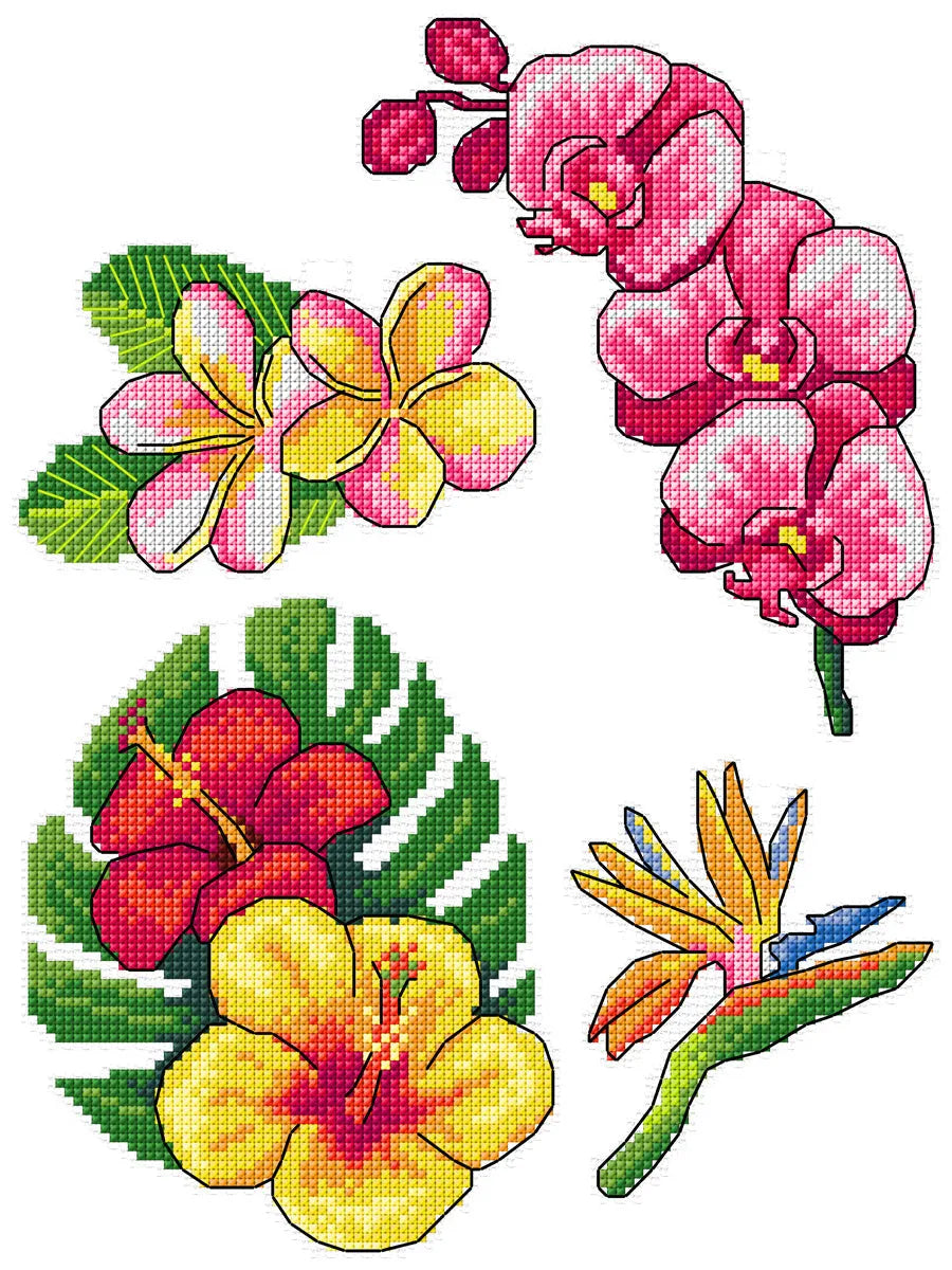 Exotic Flowers 166CS Counted Cross-Stitch Kit From Wizardi