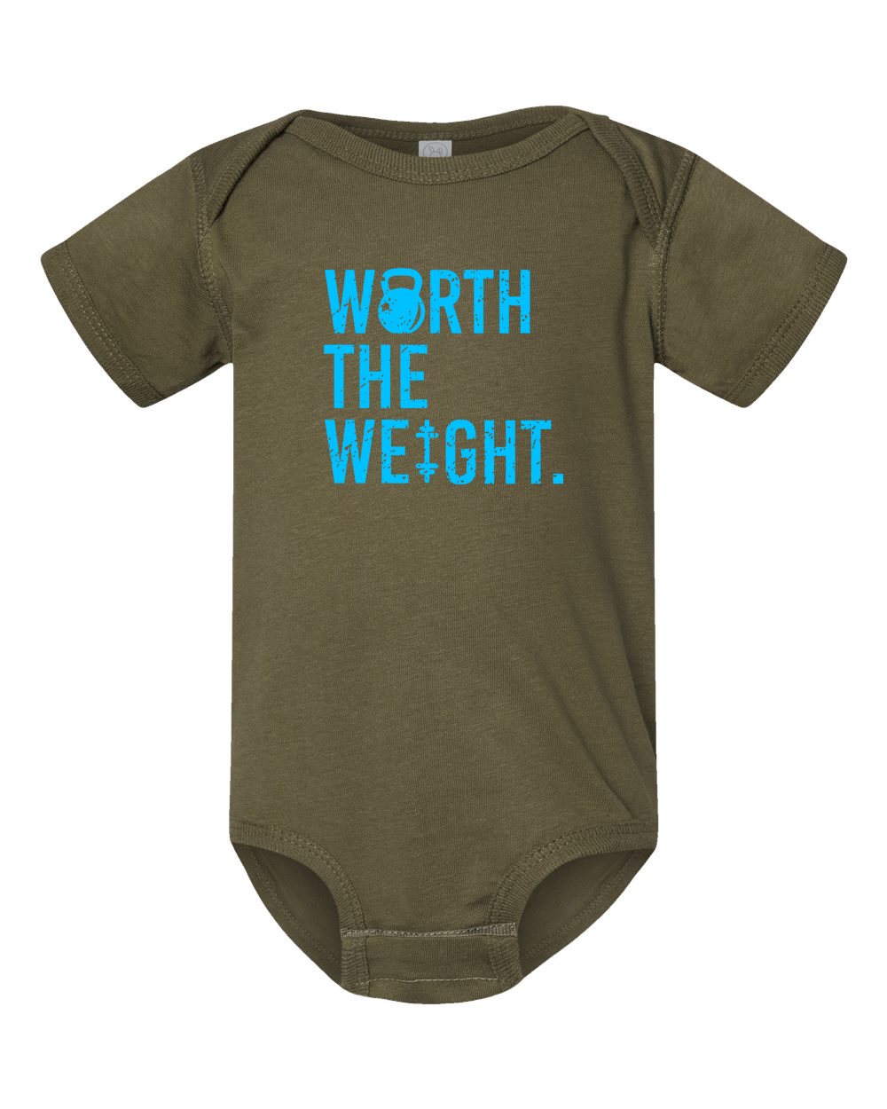 Worth The Weight Onesie (With Blue Text) from DadBod Apparel