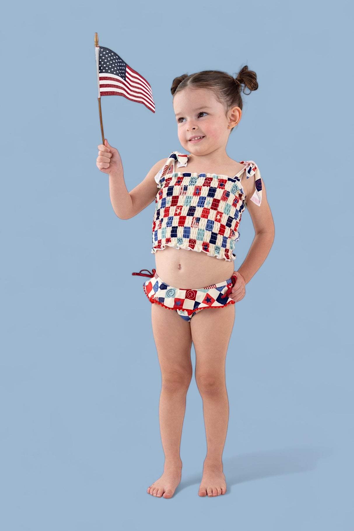 HOME OF THE FREE CHECKERS DREAM TANKINI TWO PIECE SWIM SUIT from DREAM BIG LITTLE CO