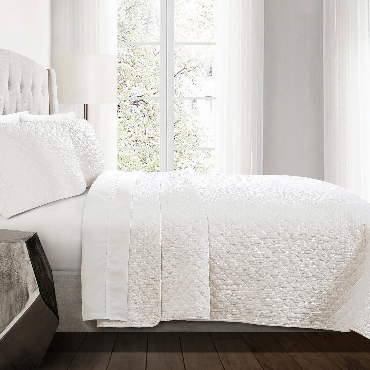 Ava Diamond Oversized Cotton Quilt Set from LushDecor