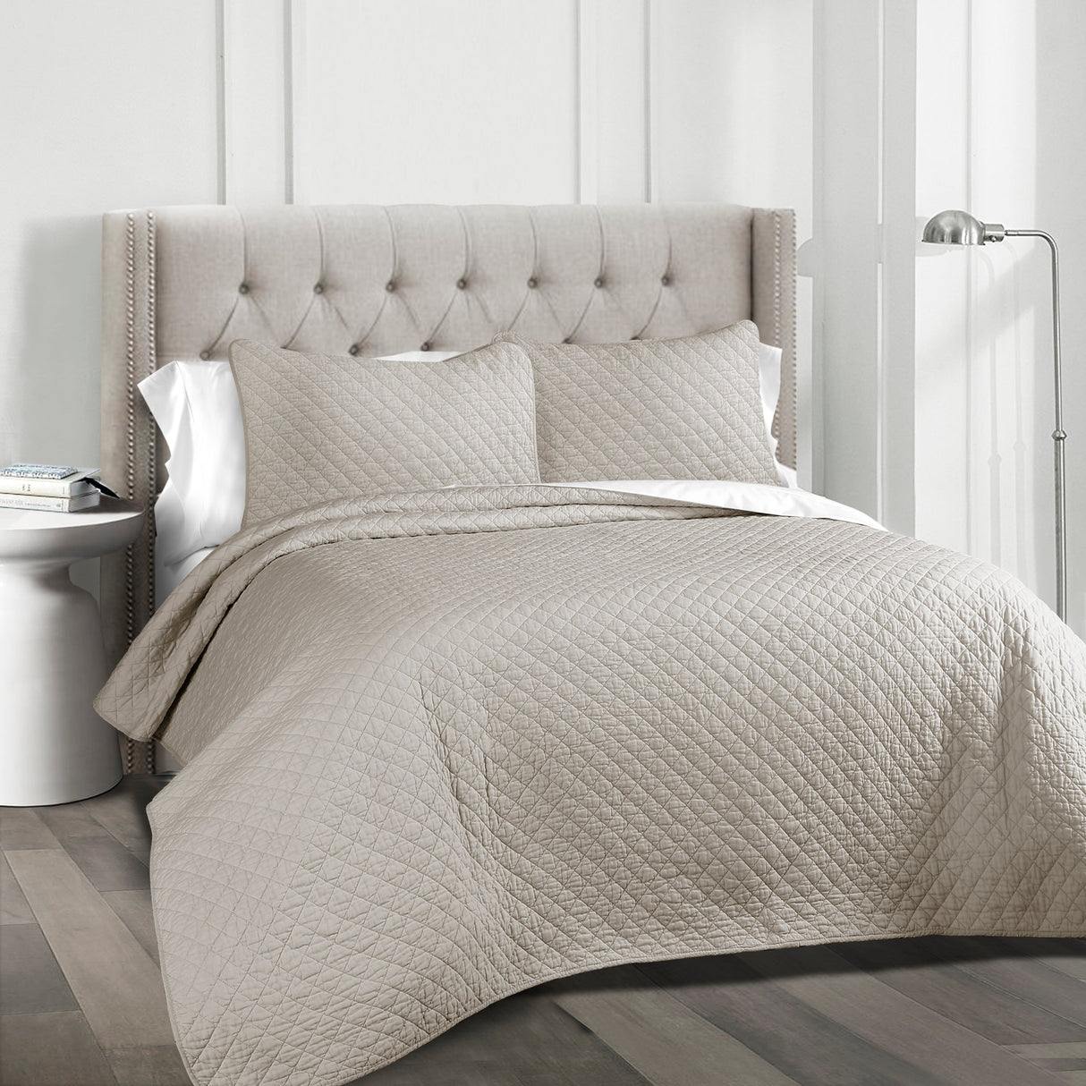 Ava Diamond Oversized Cotton Quilt Set from LushDecor