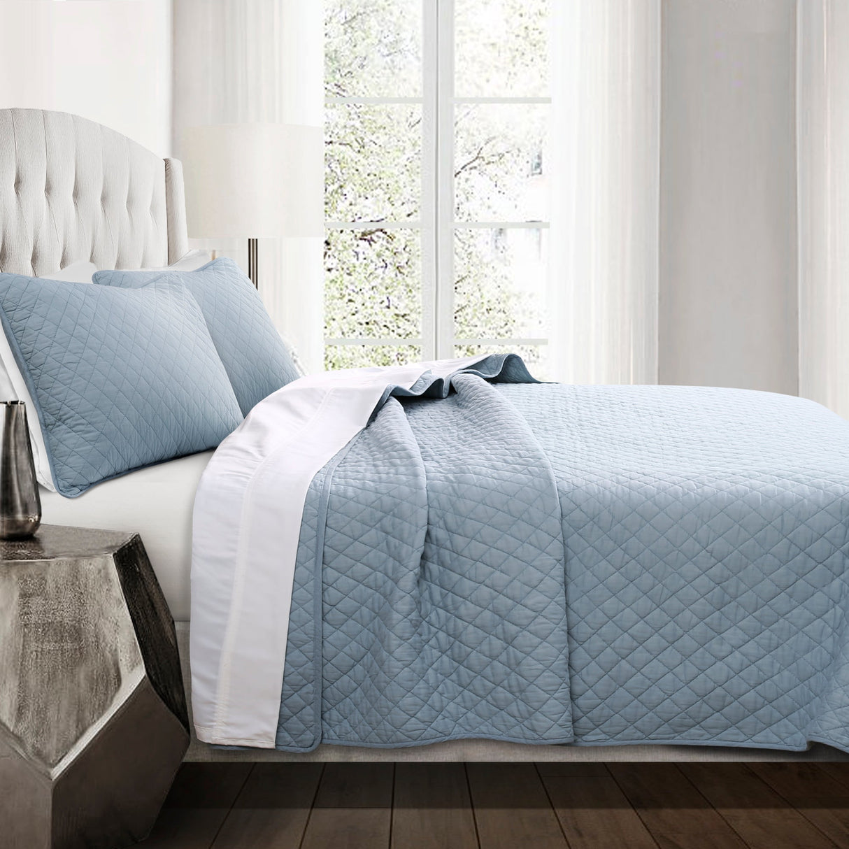 Ava Diamond Oversized Cotton Quilt Set from LushDecor