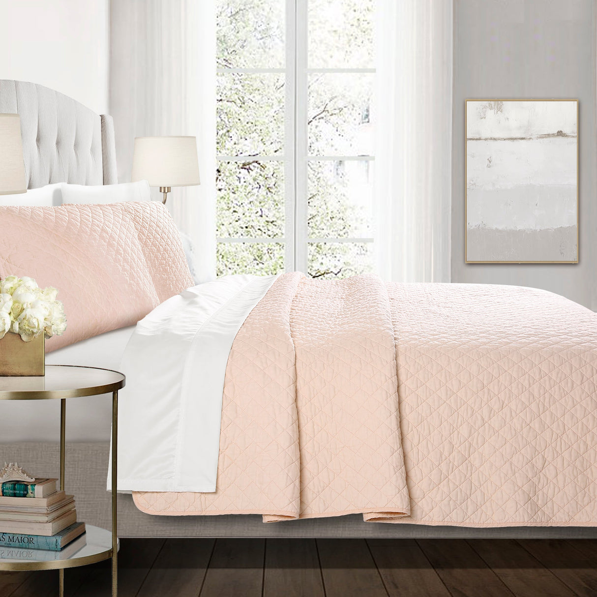 Ava Diamond Oversized Cotton Quilt Set from LushDecor