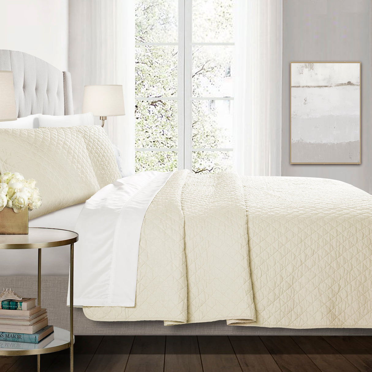 Ava Diamond Oversized Cotton Quilt Set from LushDecor
