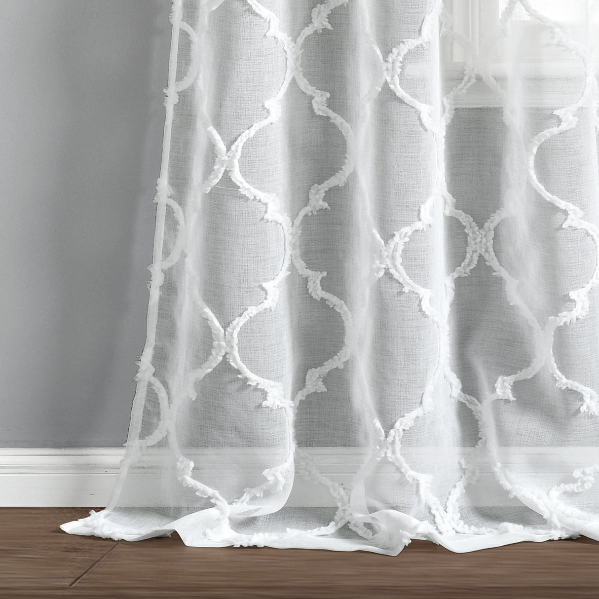 Avon Trellis Grommet Sheer Window Curtain Panel Set from LushDecor