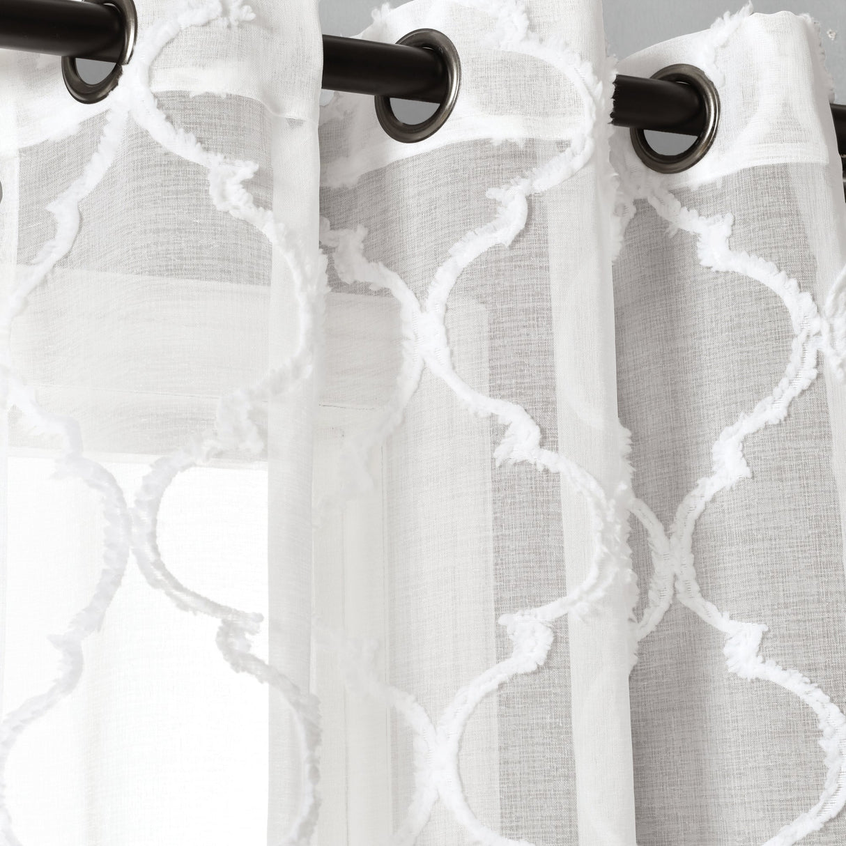 Avon Trellis Grommet Sheer Window Curtain Panel Set from LushDecor