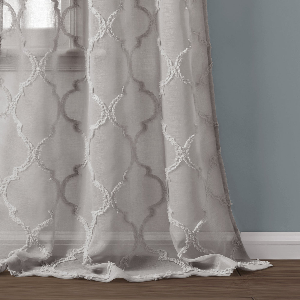 Avon Trellis Grommet Sheer Window Curtain Panel Set from LushDecor