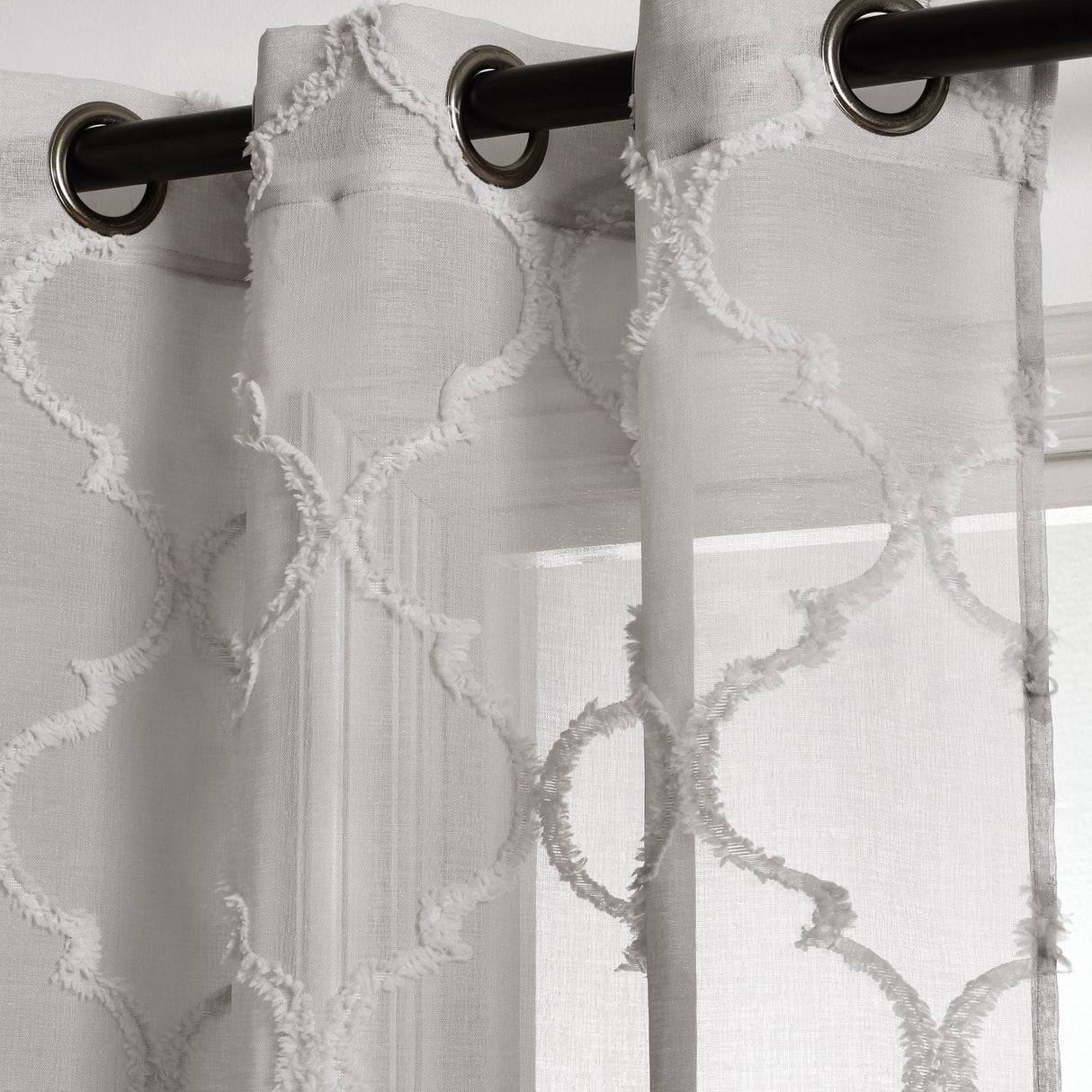 Avon Trellis Grommet Sheer Window Curtain Panel Set from LushDecor