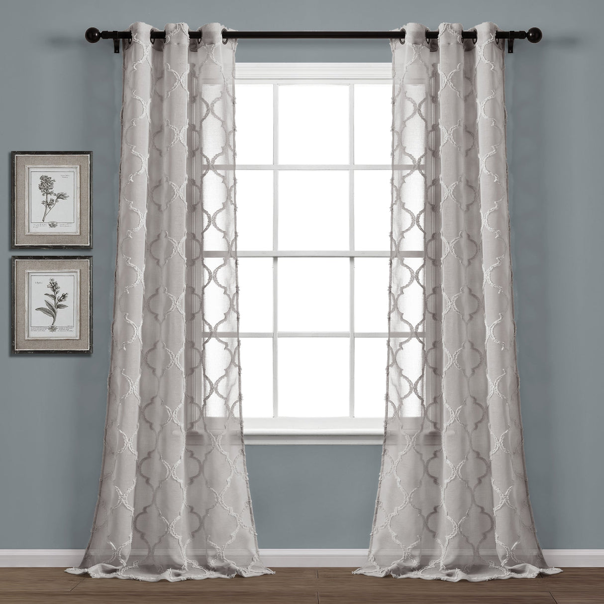 Avon Trellis Grommet Sheer Window Curtain Panel Set from LushDecor