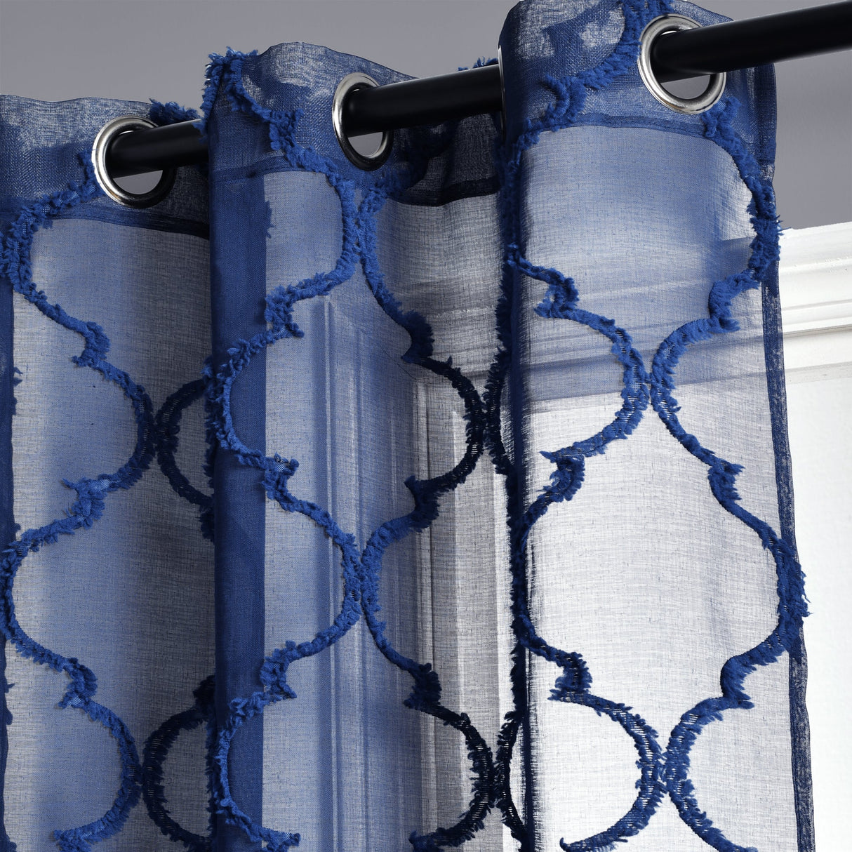 Avon Trellis Grommet Sheer Window Curtain Panel Set from LushDecor