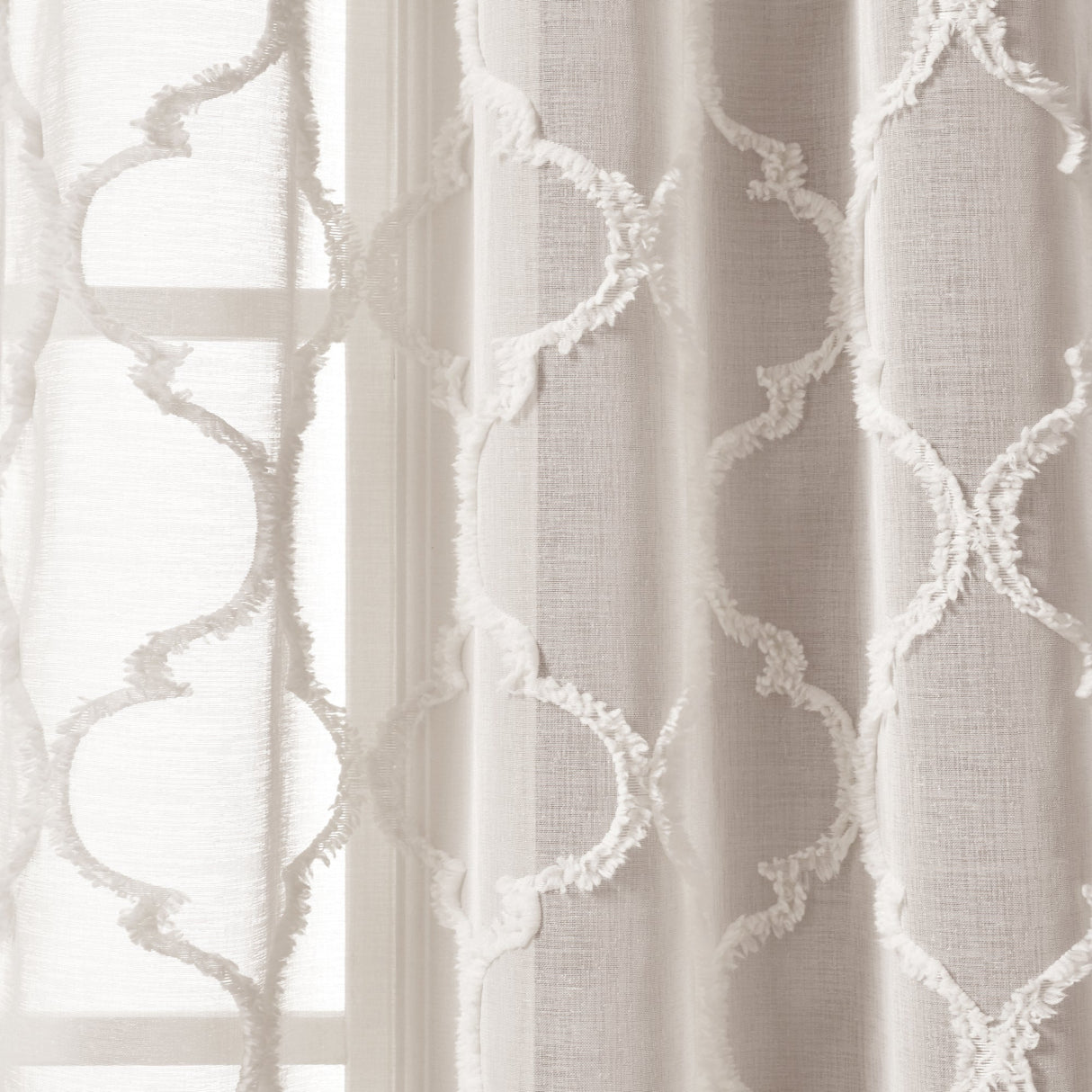 Avon Trellis Grommet Sheer Window Curtain Panel Set from LushDecor