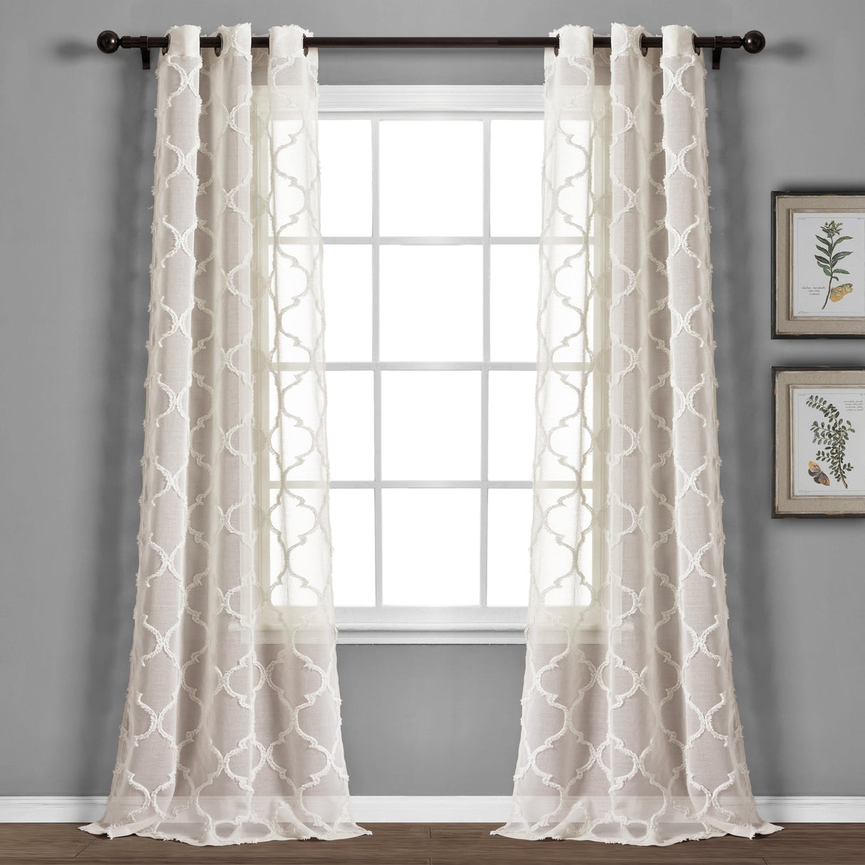 Avon Trellis Grommet Sheer Window Curtain Panel Set from LushDecor