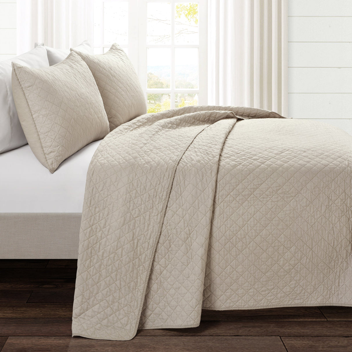 Ava Diamond Oversized Cotton Quilt Set from LushDecor