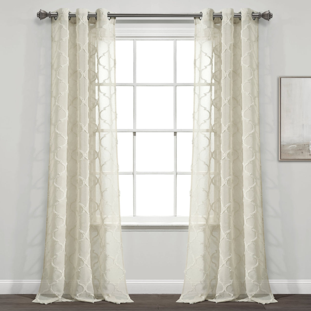 Avon Trellis Grommet Sheer Window Curtain Panel Set from LushDecor