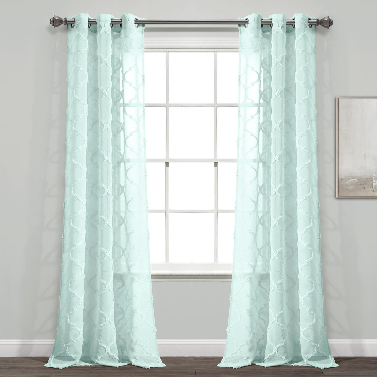 Avon Trellis Grommet Sheer Window Curtain Panel Set from LushDecor