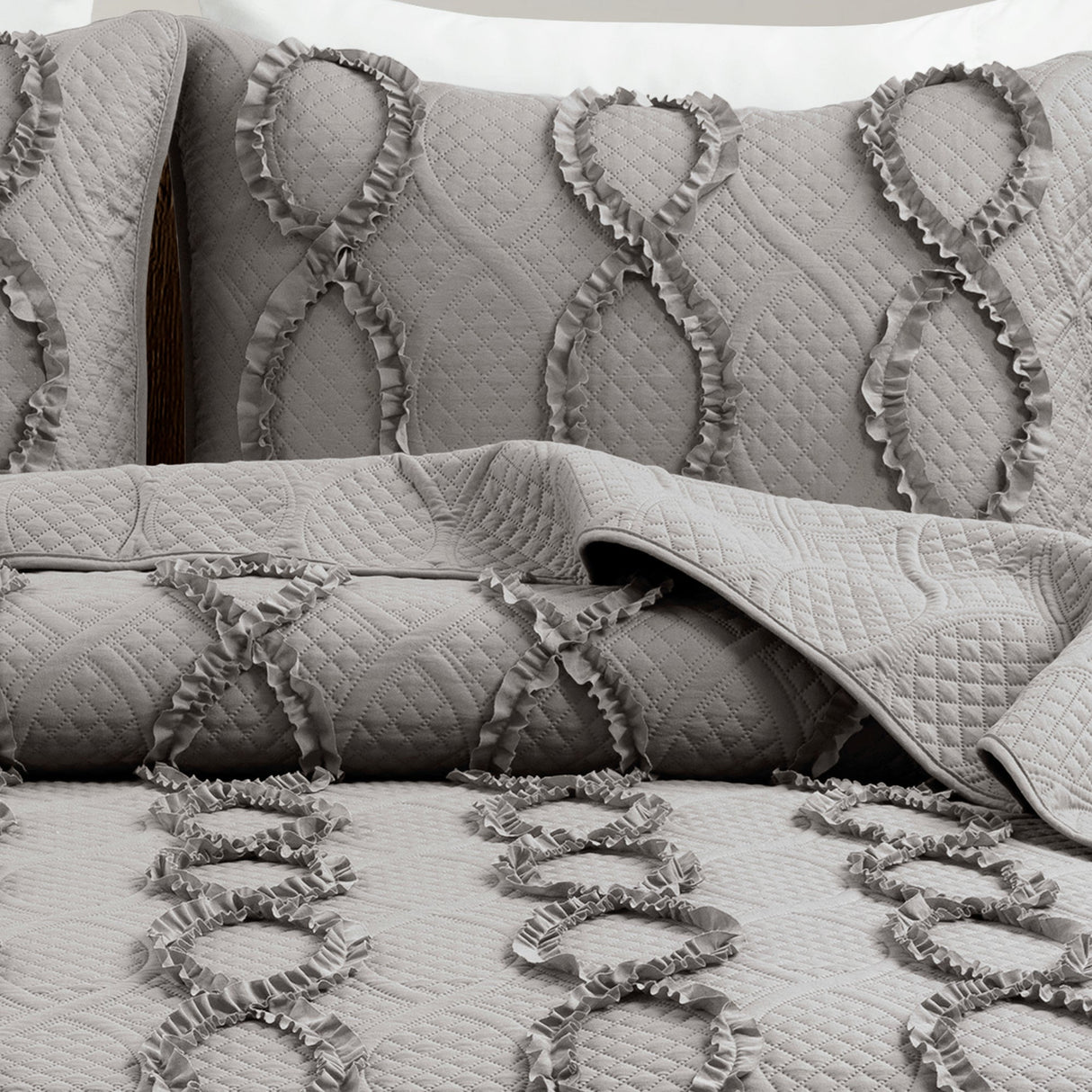Avon Textured Ruffle Quilt 3 Piece Set from LushDecor