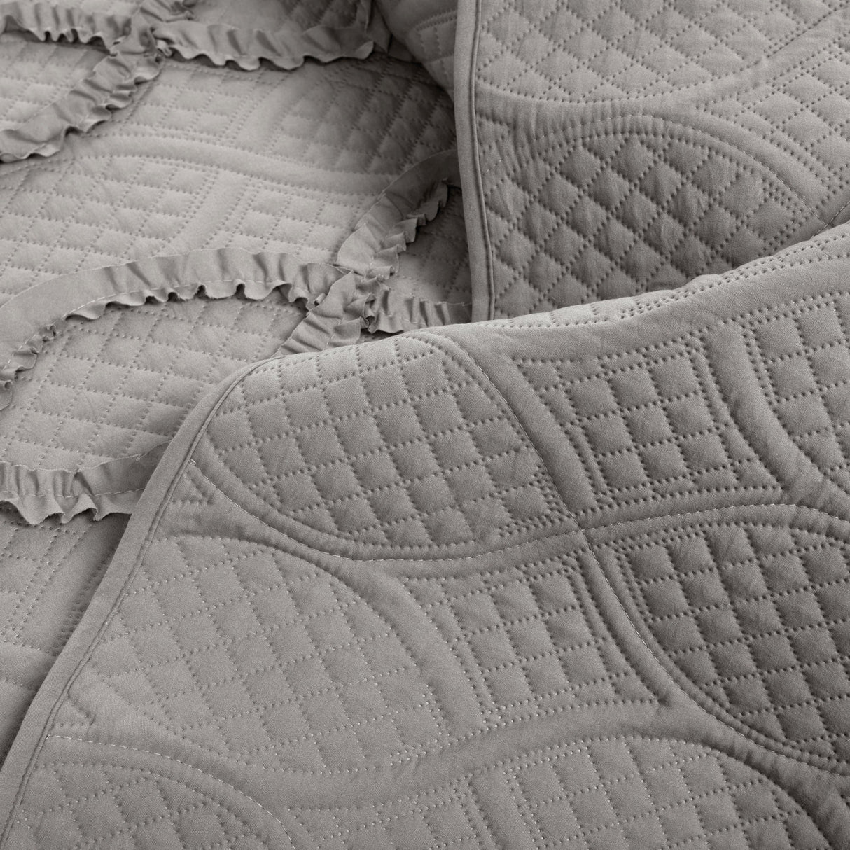 Avon Textured Ruffle Quilt 3 Piece Set from LushDecor