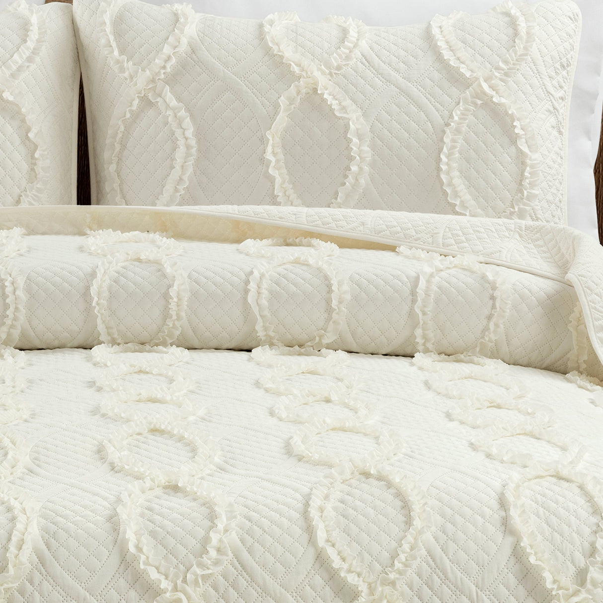 Avon Textured Ruffle Quilt 3 Piece Set from LushDecor