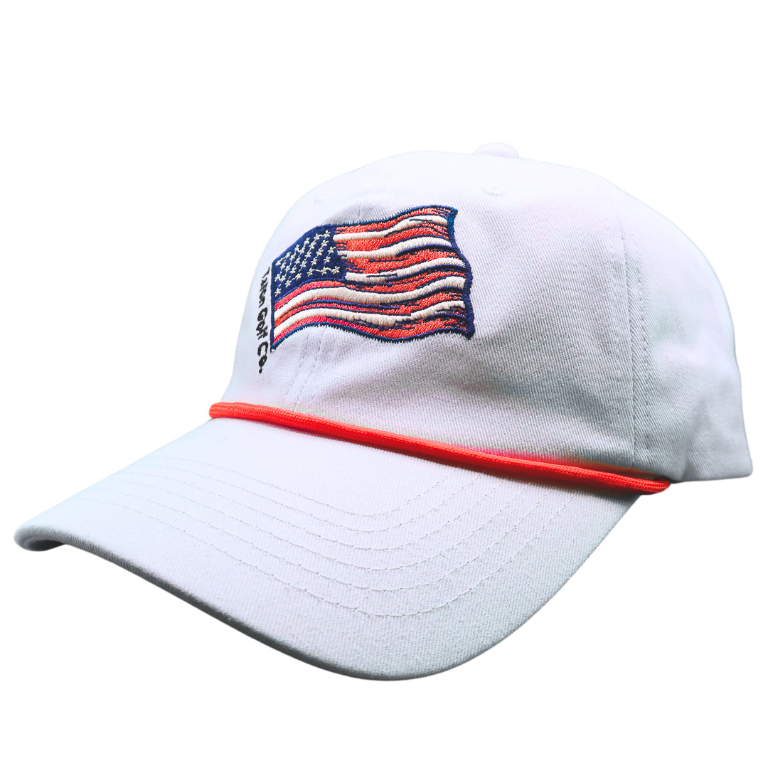 American Flag Baseball Hat w/ Red Rope from Talon Golf LLC