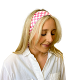 Ultra Soft Knotted Headband - Pink Checkered From Headbands of Hope