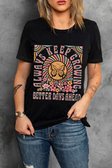 Black Always Keep Growing Butterfly Flower Crewneck T-Shirts from MsDressly