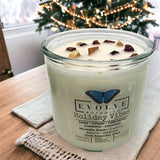 Rocks Candle - Holiday Vibes (Wood Wick Mookaite Gemstone Soy Candle) from Evolve Botanica