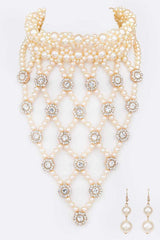 Crystal Accent Pearl Choker Statement Necklace Set from My Pampered Life Seattle