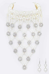 Crystal Accent Pearl Choker Statement Necklace Set from My Pampered Life Seattle