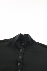 Black Casual High Neck Henley Top and Short Outfit from MsDressly