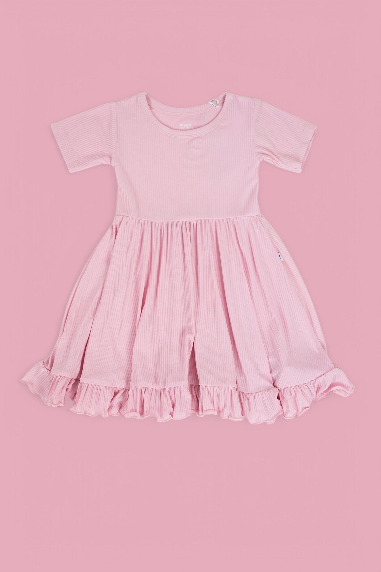 PINK ROSE RIB RUFFLE DRESS from DREAM BIG LITTLE CO