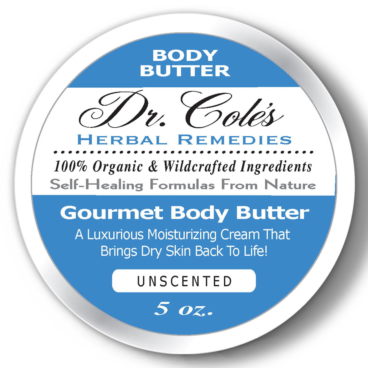 Two Gourmet Body Butters: Unscented and Lavender Vanilla #14 from Dr. Cole's Herbal Remedies