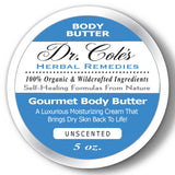 Two Gourmet Body Butters: Unscented and Lavender Vanilla #14 from Dr. Cole's Herbal Remedies