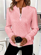 Texture Half Zip Long Sleeve Sweatshirt from Enfance-Heureuse