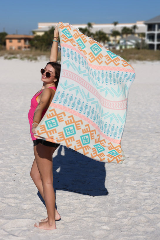 Aztec Pattern Orange - Turkish Towel from Sun Drunk