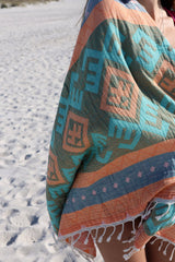 Aztec Pattern Orange - Turkish Towel from Sun Drunk