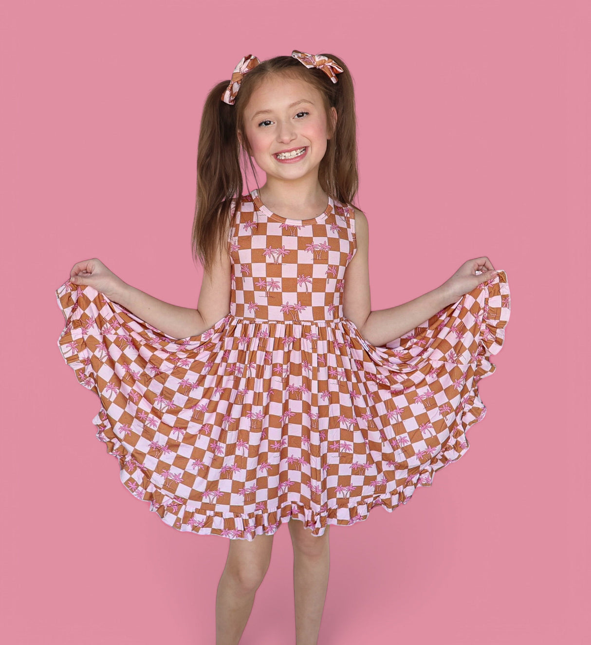 EXCLUSIVE SUNSET BEACH CHECKERS TANK DREAM RUFFLE DRESS from DREAM BIG LITTLE CO